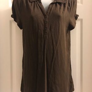 Sonoma brown collared  top size M
